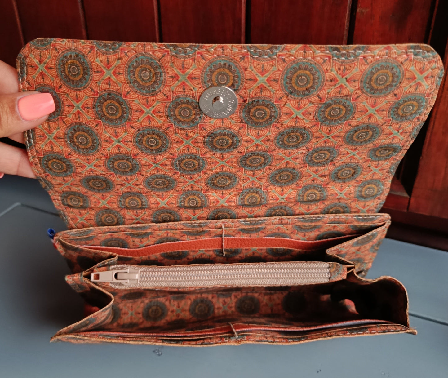 Portefeuille Compagnon motif orangé