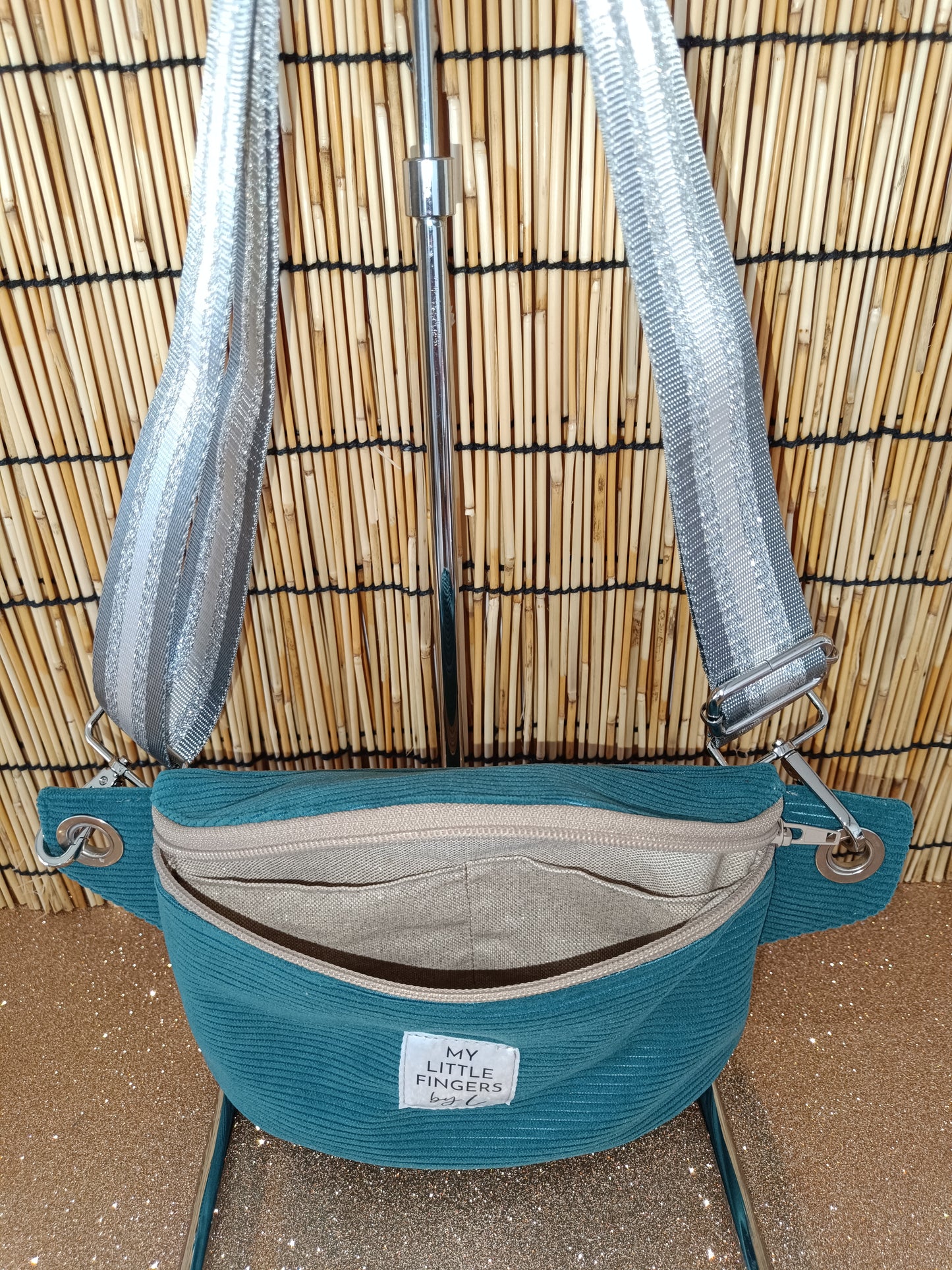 Sacoche banane Velours côtelé bleu