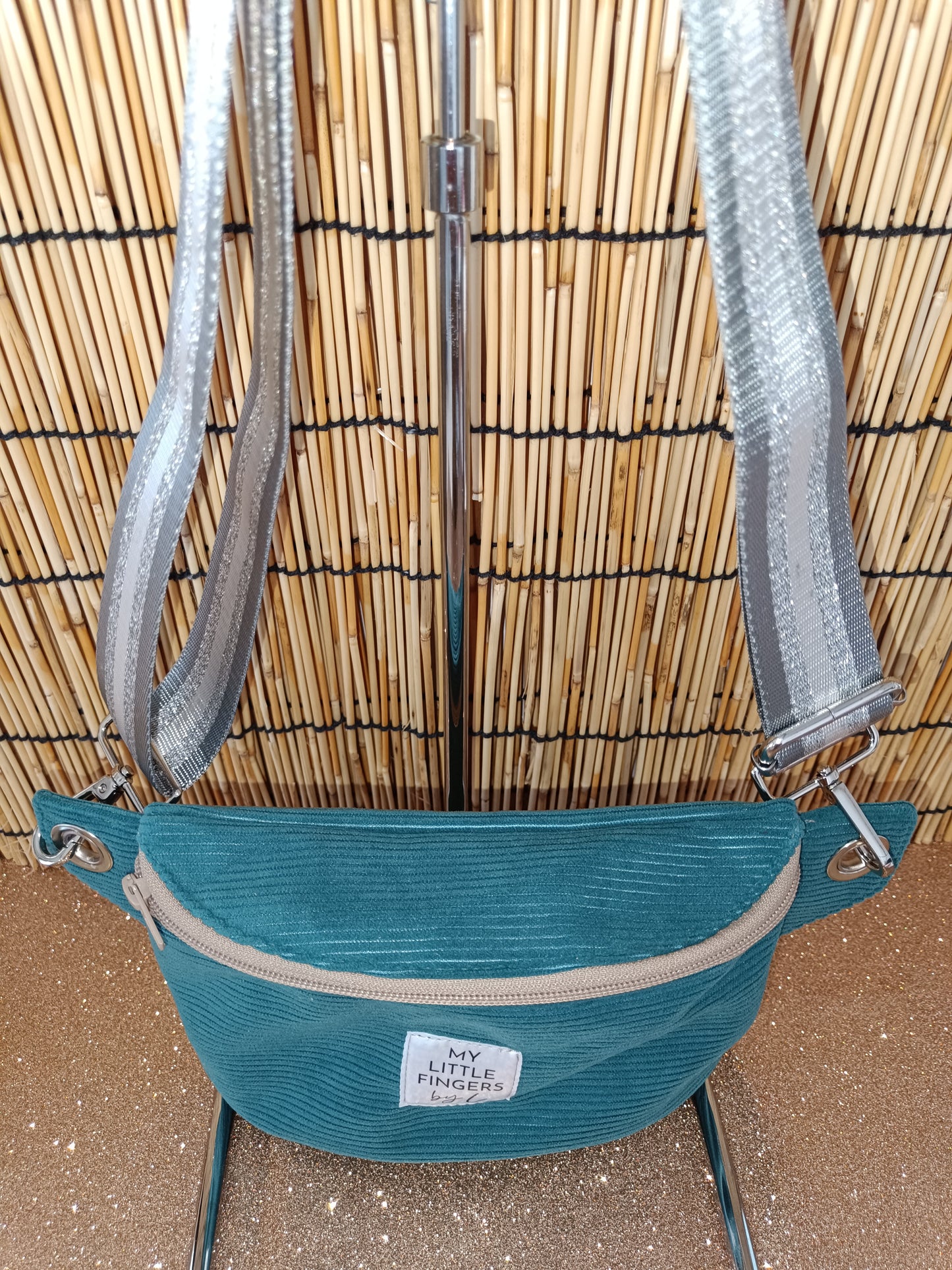 Sacoche banane Velours côtelé bleu