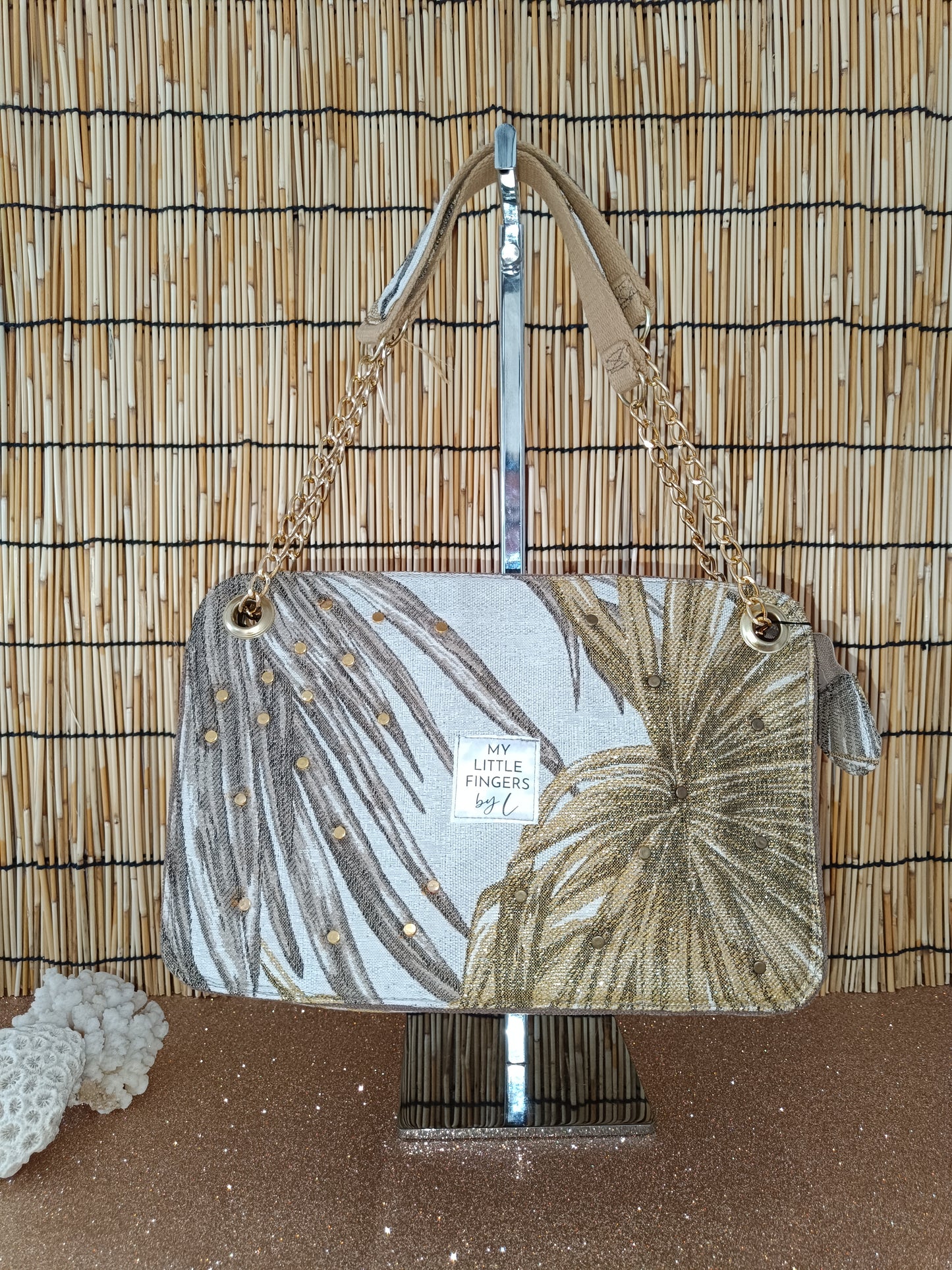 Sac à main "Chic & Class" écru doré