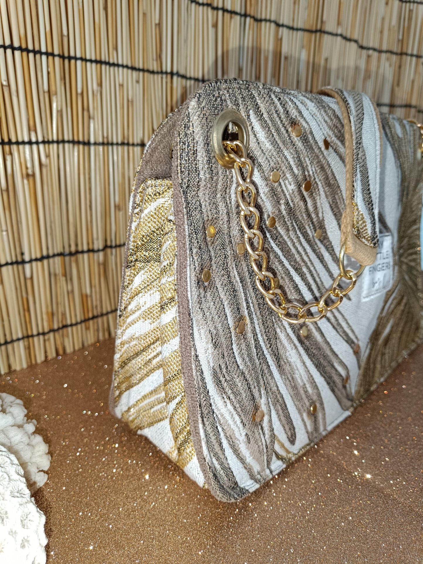 Sac à main "Chic & Class" écru doré