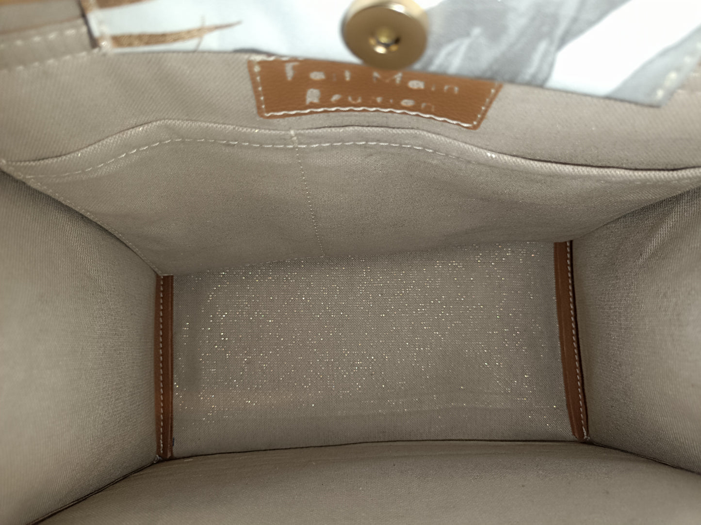 Sac Cabas Palmier Gris Doré