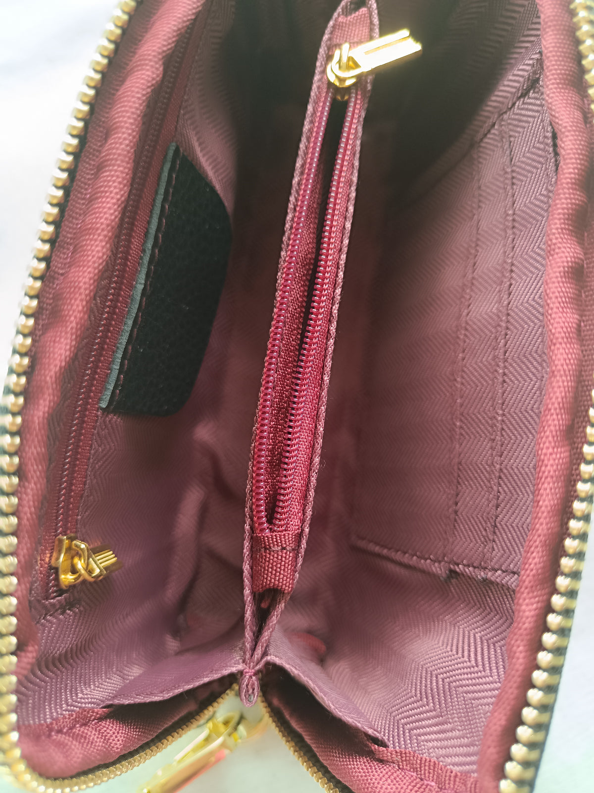 Pochette portefeuille Rouge Vin en Cuir véritable