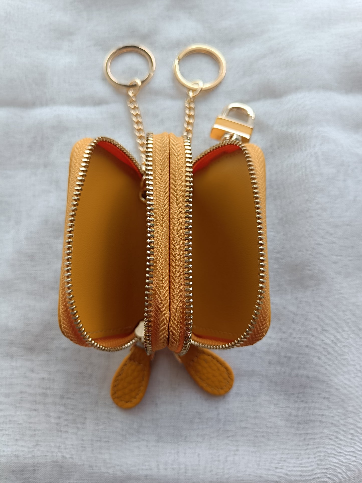 Etuis Clés de voiture/Maison Jaune en Cuir véritable