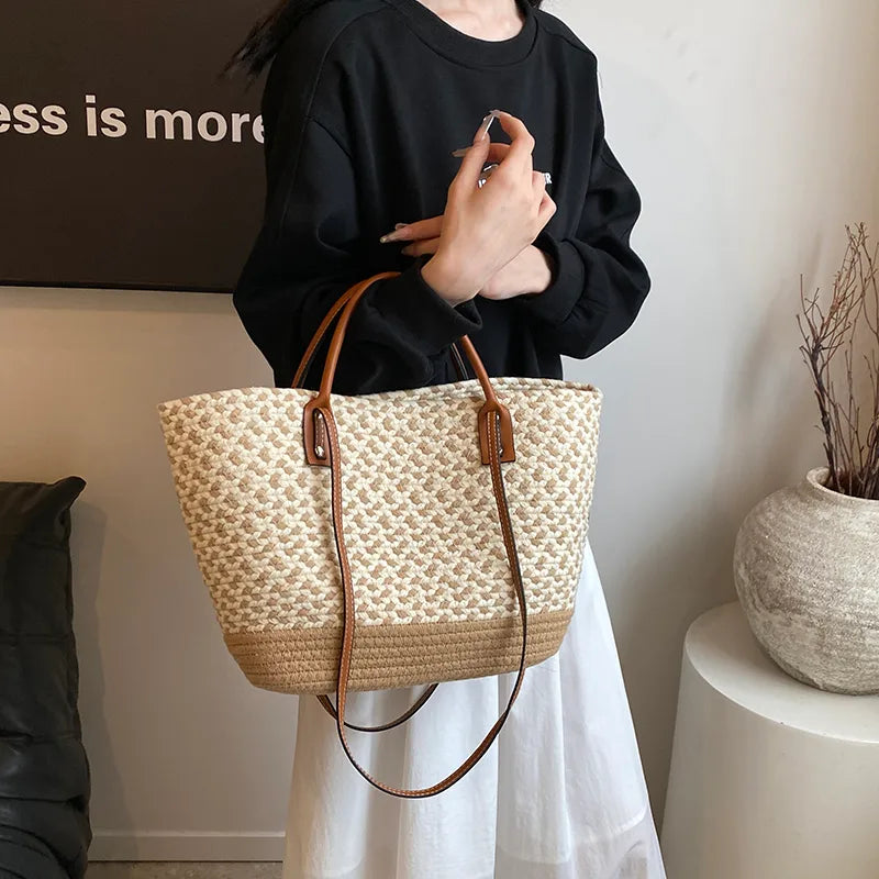 Sac Cabas Tressé Beige écru – Élégance Naturelle