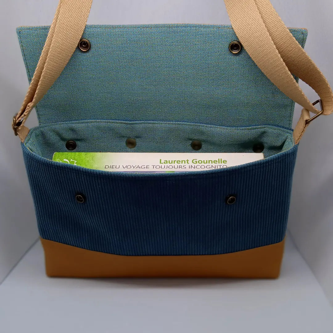 Sac à main "2 in 1" Velours côtelé bleu