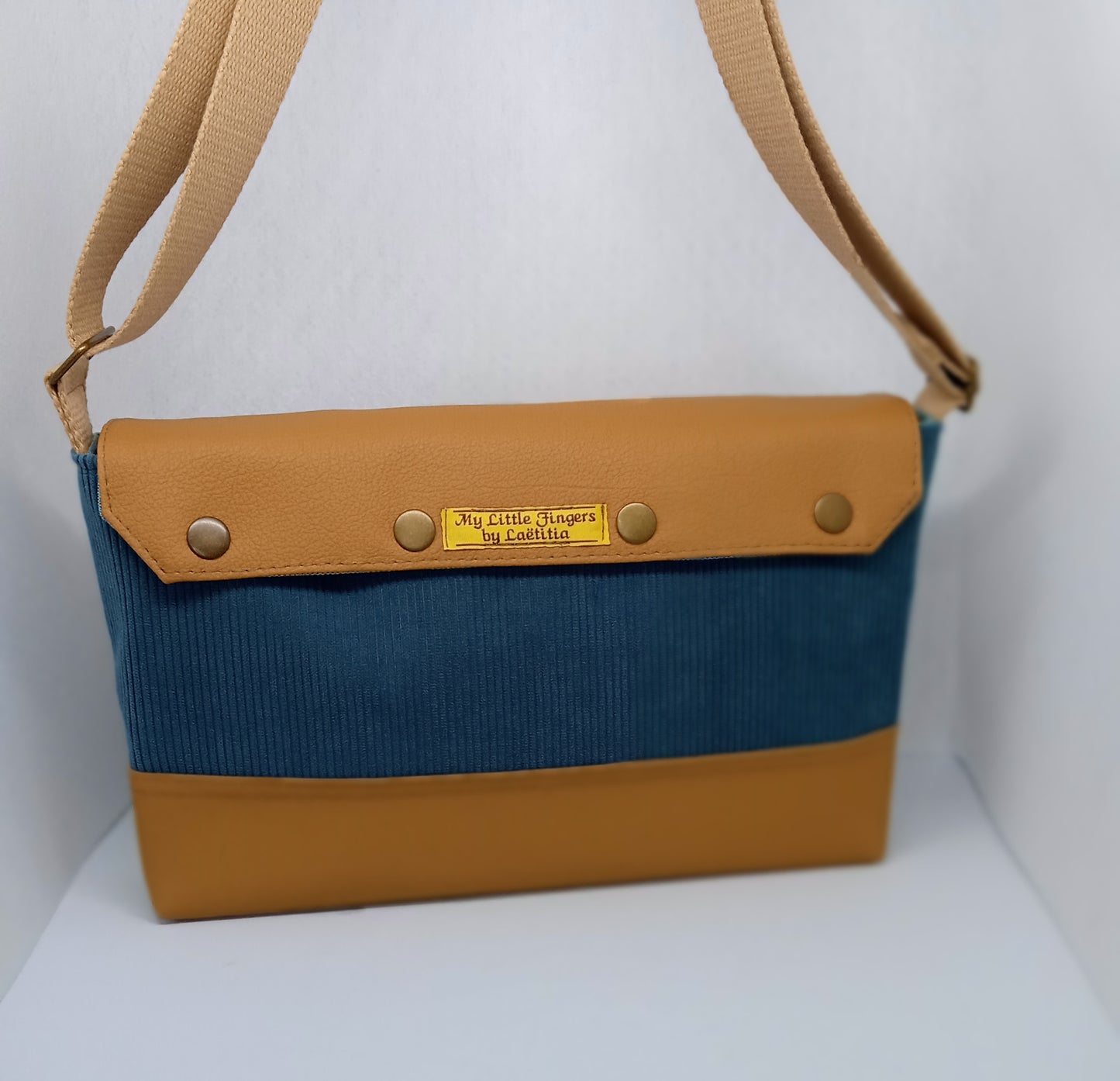 Sac à main "2 in 1" Velours côtelé bleu