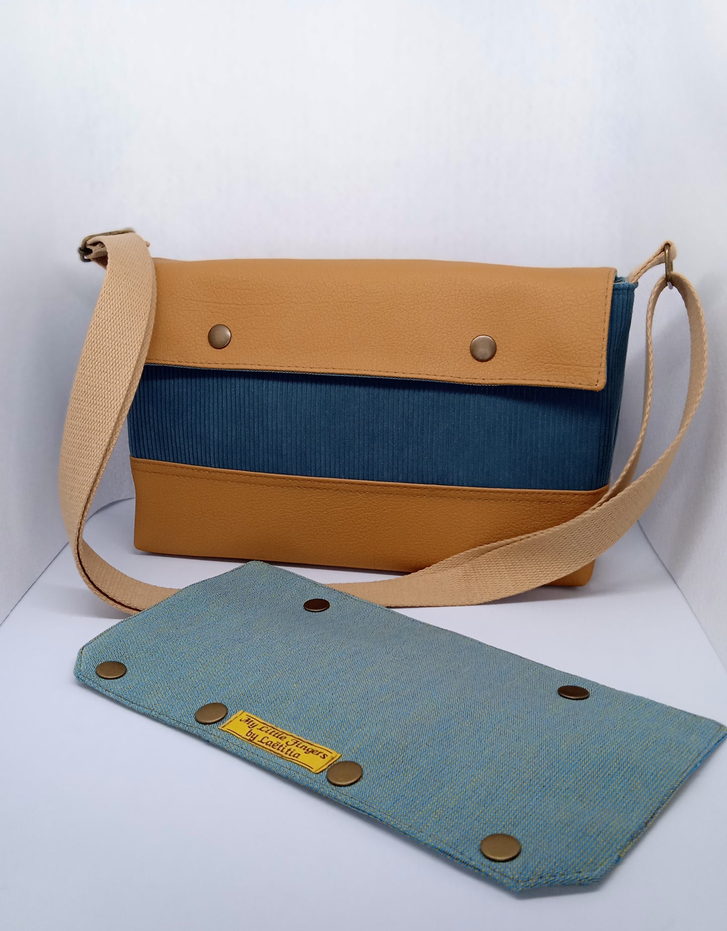 Sac à main "2 in 1" Velours côtelé bleu
