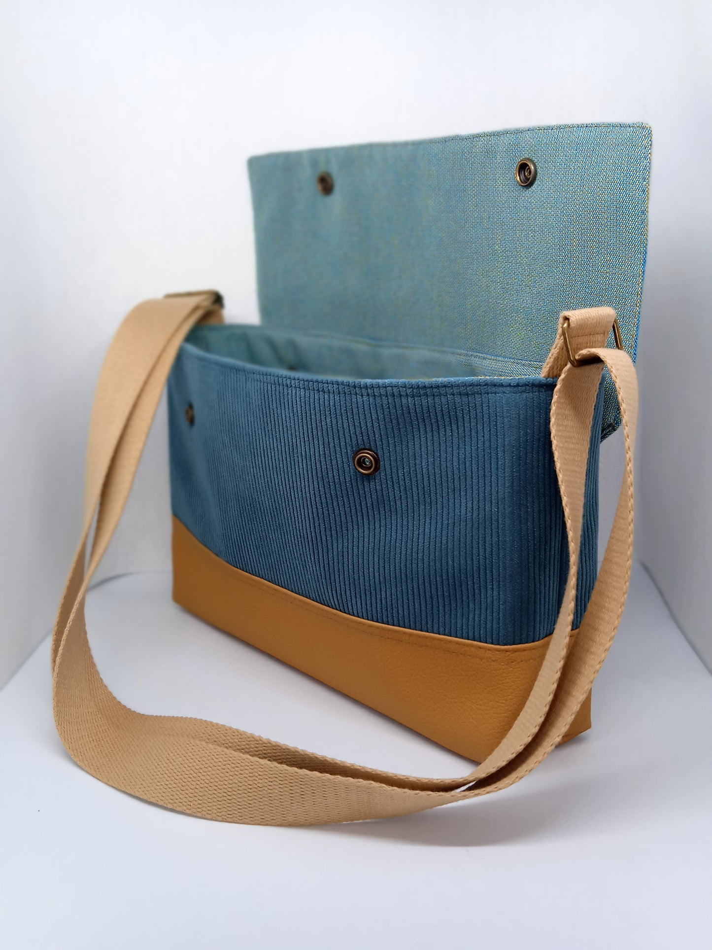 Sac à main "2 in 1" Velours côtelé bleu