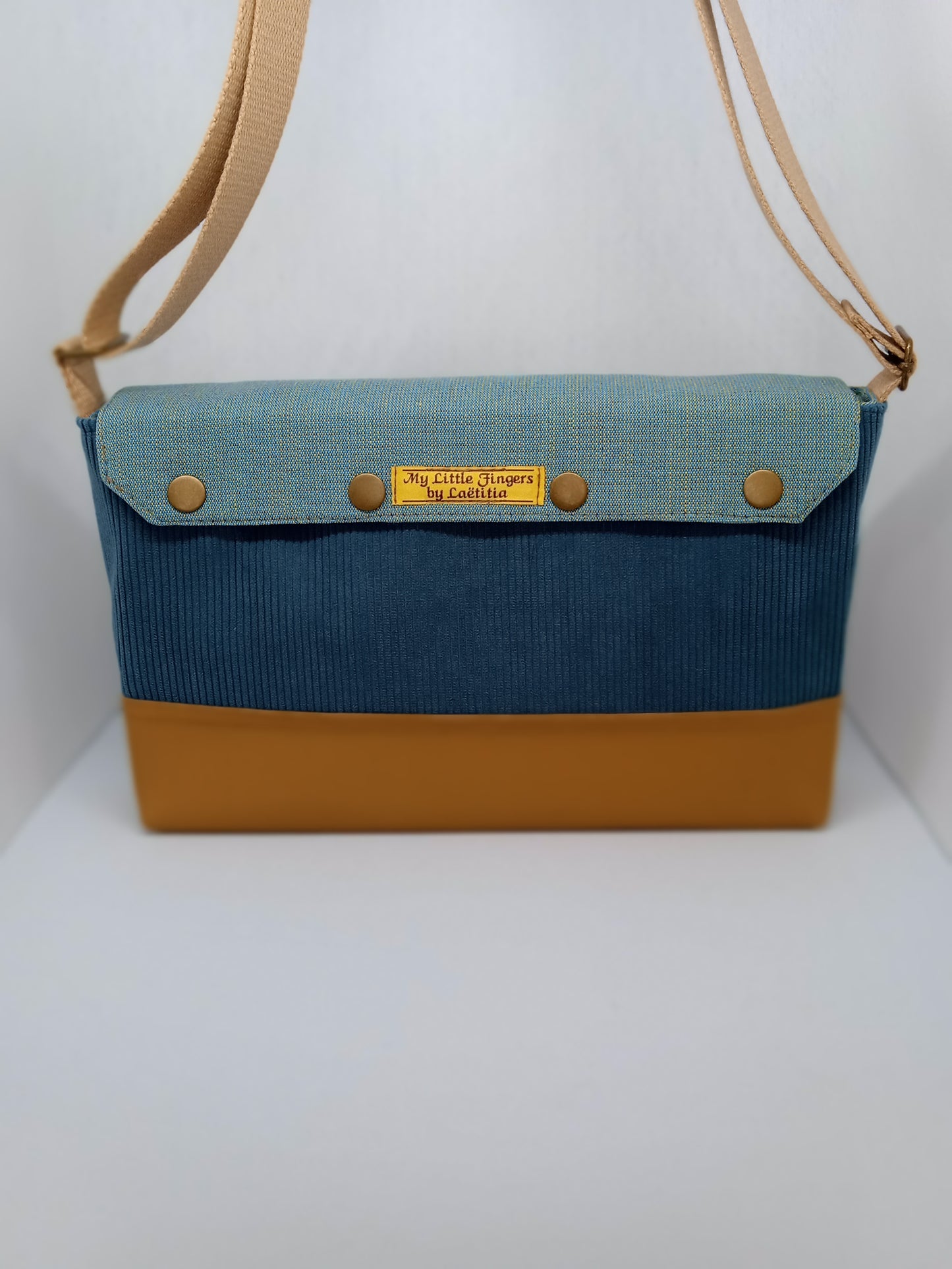 Sac à main "2 in 1" Velours côtelé bleu