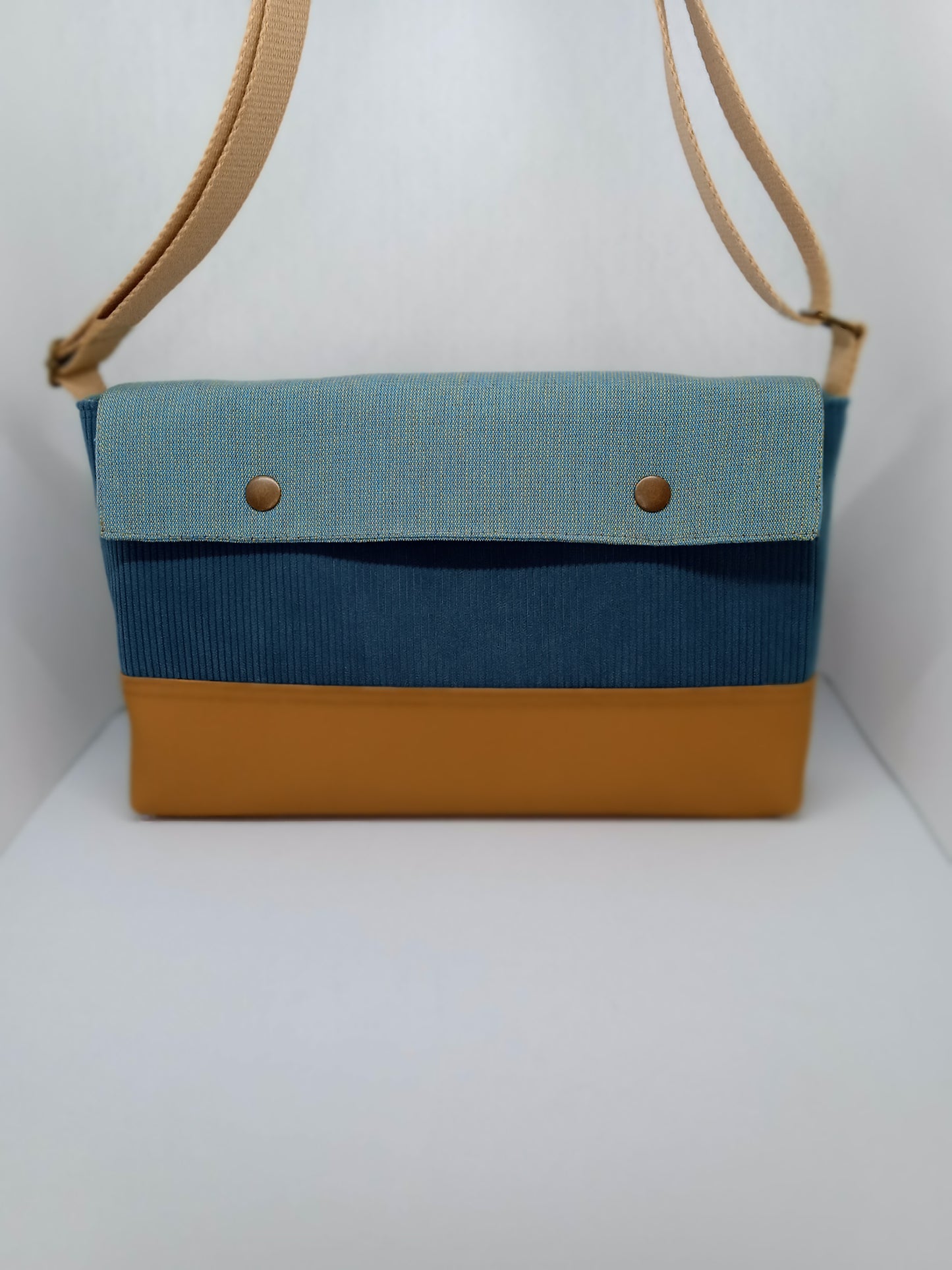 Sac à main "2 in 1" Velours côtelé bleu