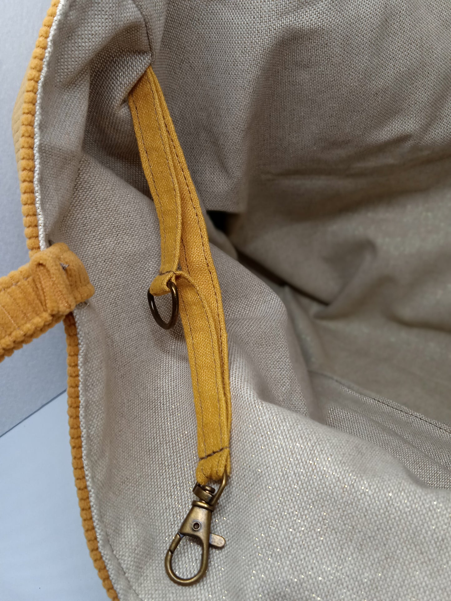 Sac cabas fourre tout Velours moutarde