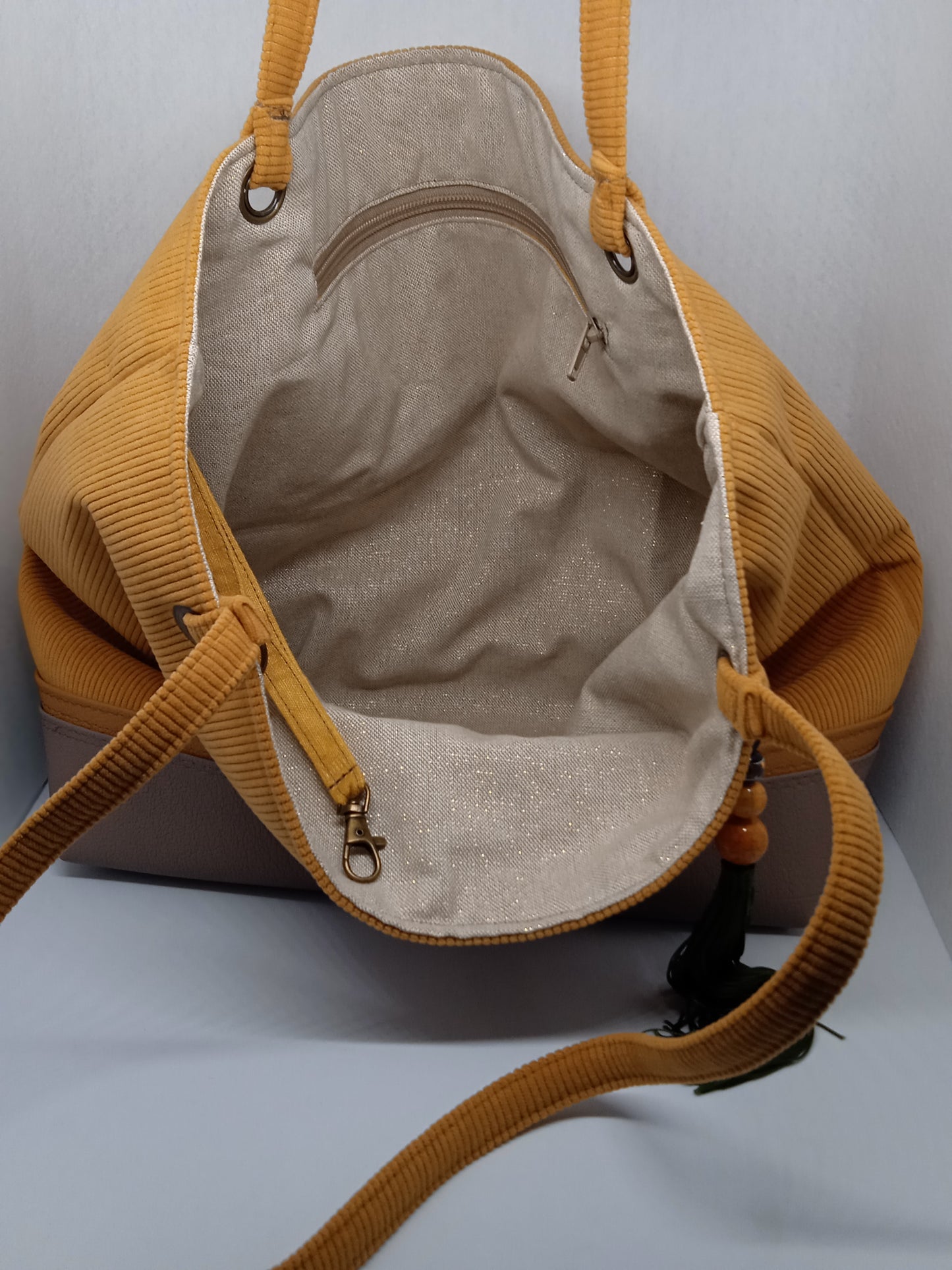 Sac cabas fourre tout Velours moutarde