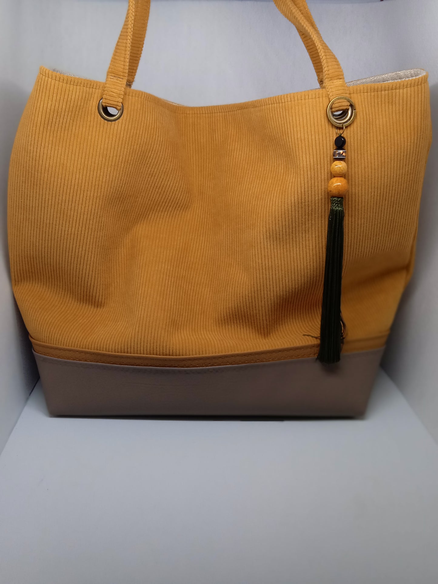 Sac cabas fourre tout Velours moutarde