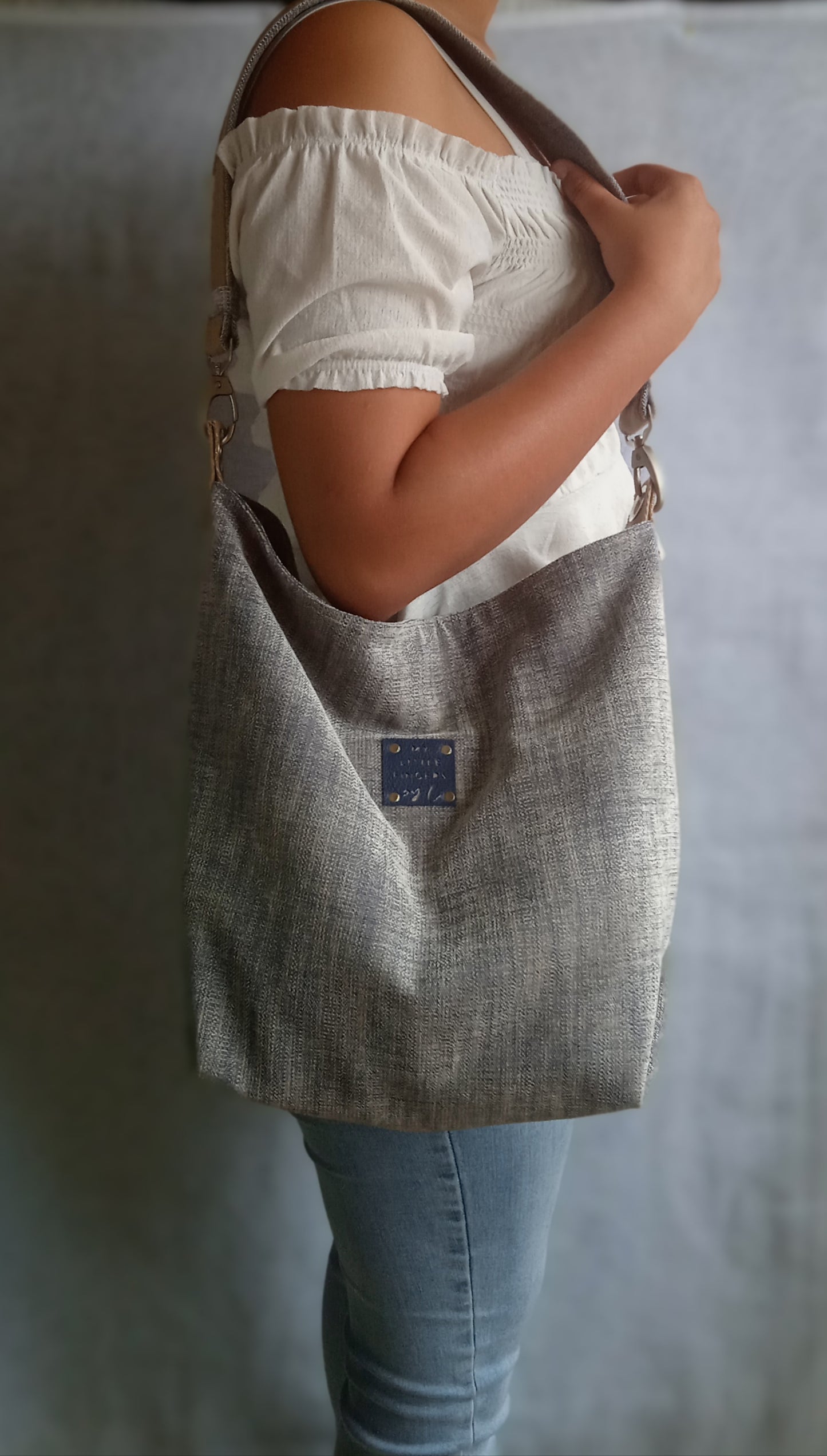 Sac Fourre-tout en Velours Bleuté