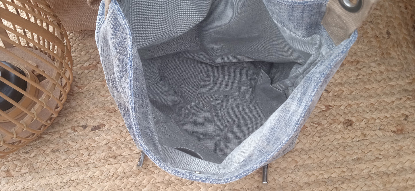 Sac Fourre-tout en Velours Bleuté