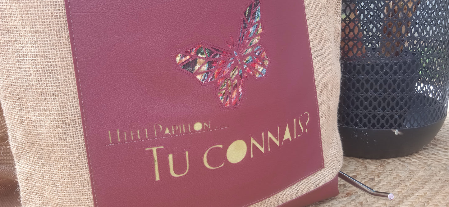 Sac Cabas Papillon Bordeaux