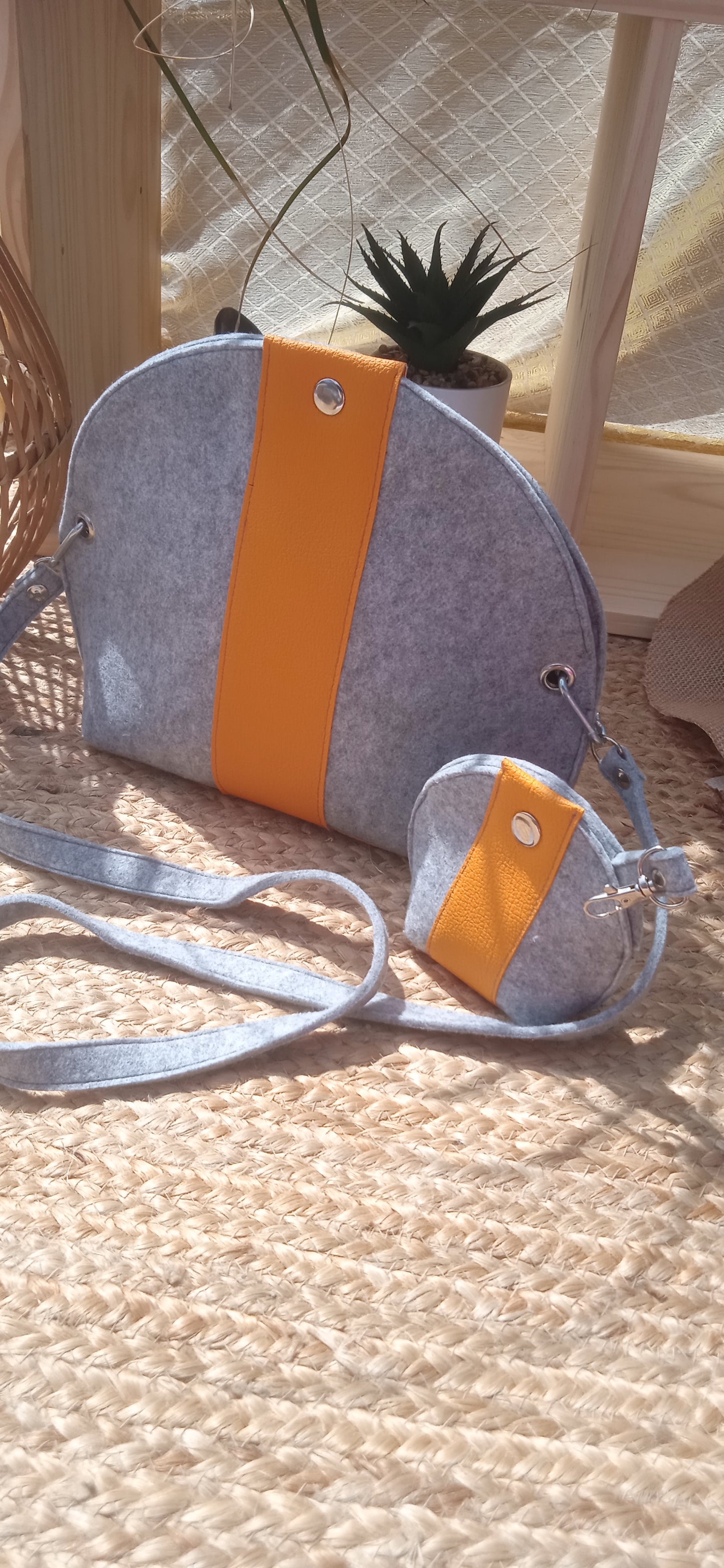 Sac Demi Lune Jaune + porte-monnaie