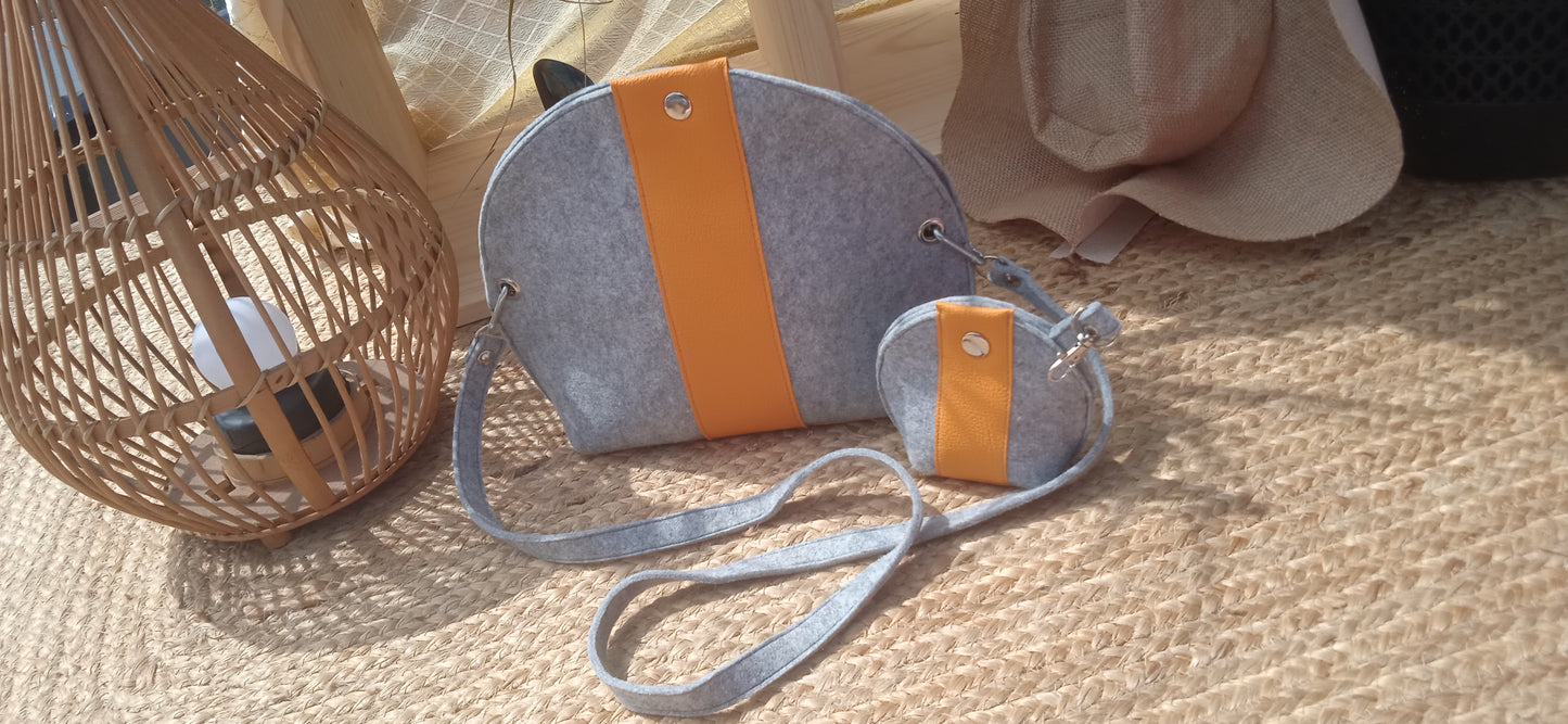 Sac Demi Lune Jaune + porte-monnaie