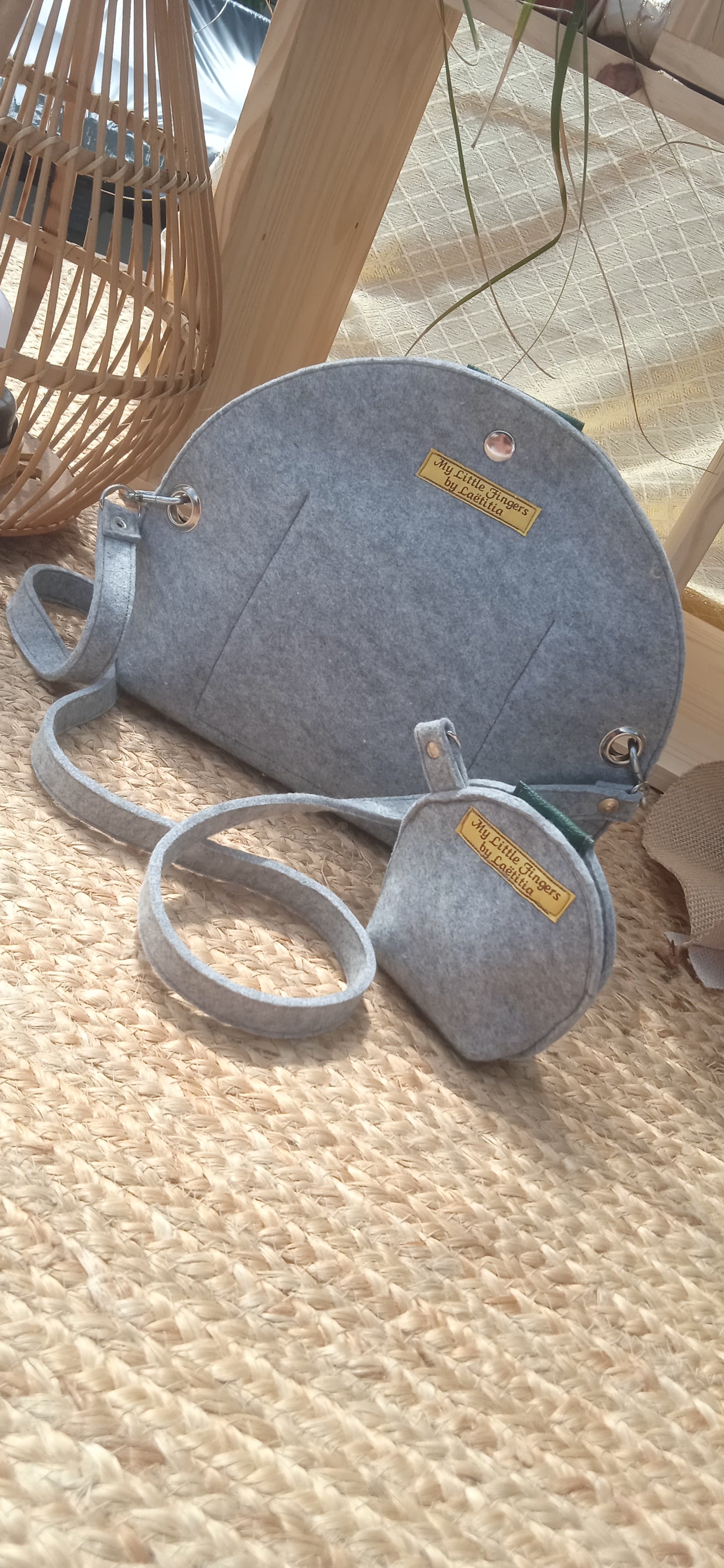 Sac Demi Lune Vert + porte-monnaie
