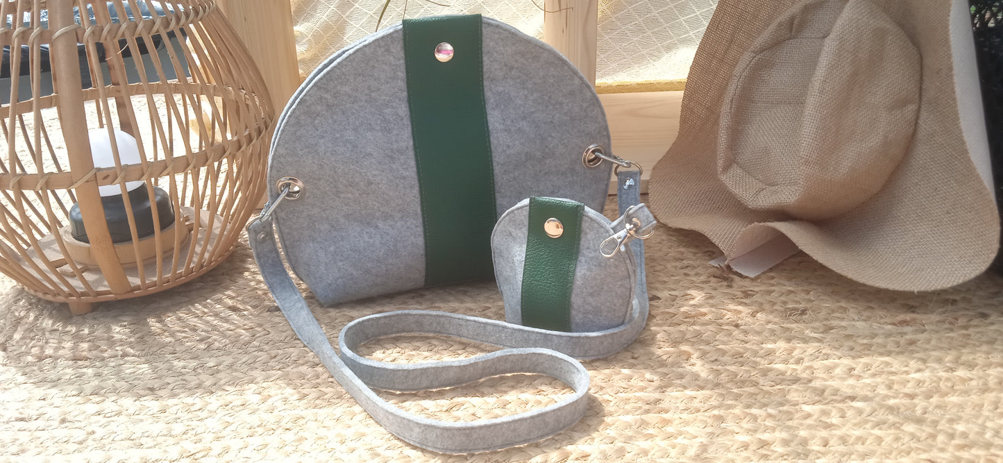 Sac Demi Lune Vert + porte-monnaie