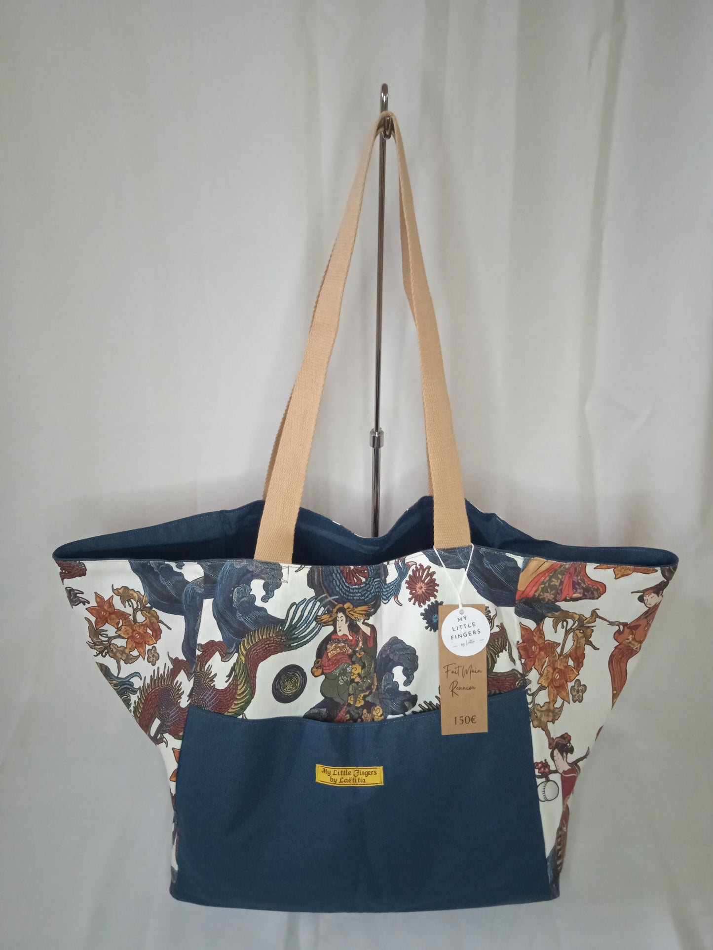 Sac de Plage Réversible Dragon bleu