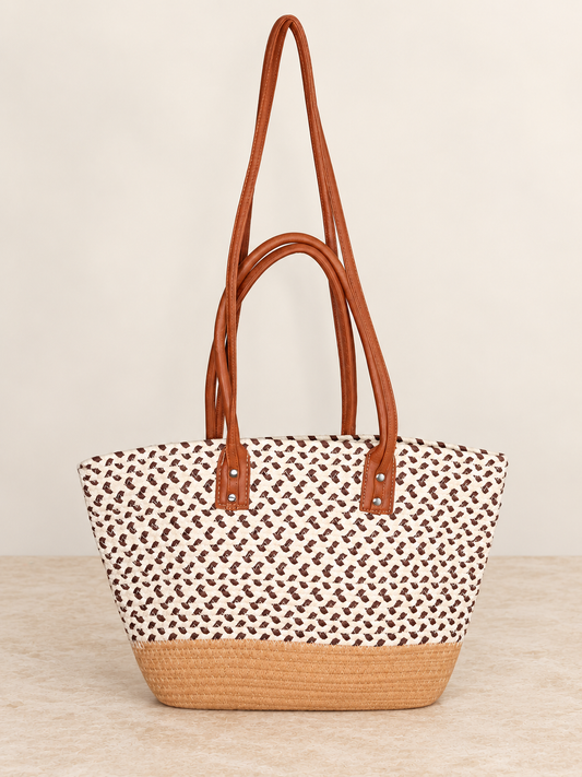 Sac Cabas Tressé Marron écru – Élégance Naturelle