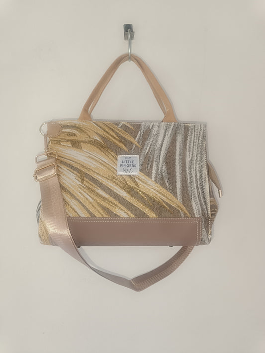 Sac Working Girl taupe/doré