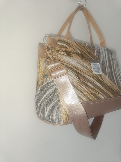 Sac Working Girl taupe/doré