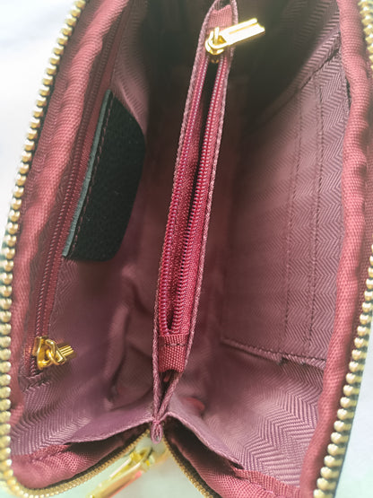 Pochette portefeuille Rouge Vin en Cuir véritable