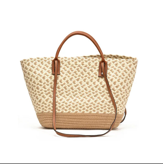 Sac Cabas Tressé Beige écru – Élégance Naturelle