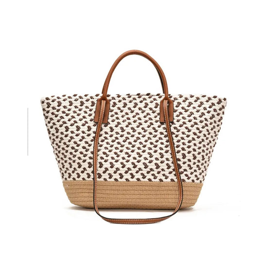 Sac Cabas Tressé Marron écru – Élégance Naturelle