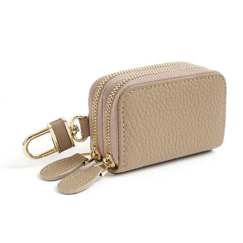 Etuis Clés de voiture/Maison Taupe en Cuir véritable