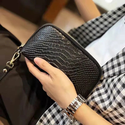 Pochette portefeuille Noir en Cuir véritable